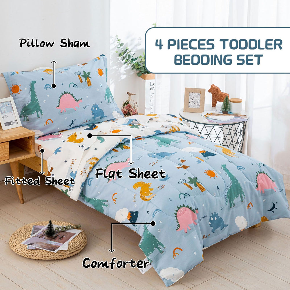 DJY dinosaur toddler bedding fitted sheet, breathable cotton for comfort