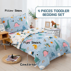 DJY dinosaur toddler bedding fitted sheet, breathable cotton for comfort