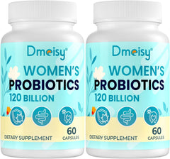 Dmeisy 120B CFU menopause probiotic bottle highlighting packaging and label for gut support