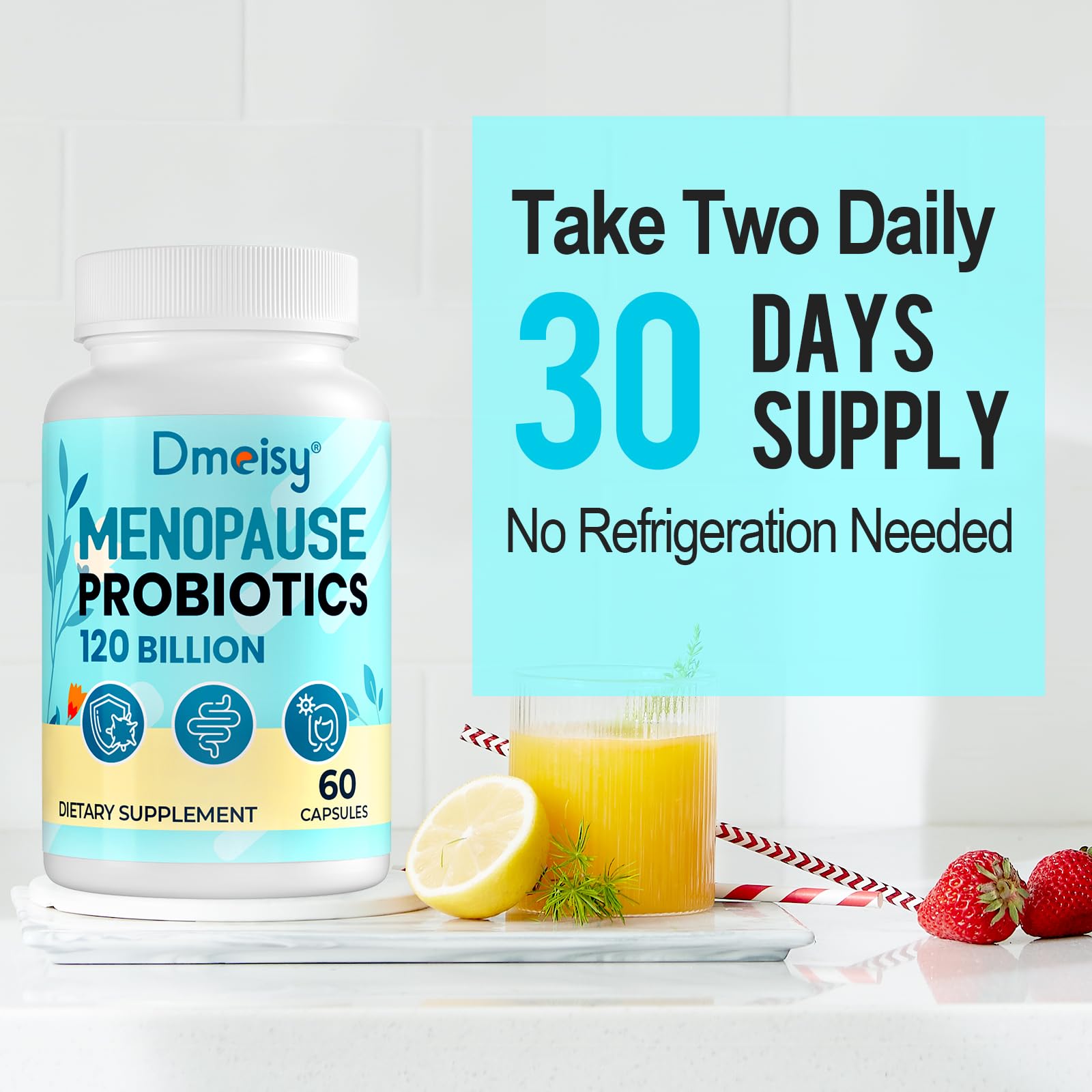 Dmeisy 30-day supply capsule bottle supports daily menopause wellness routine