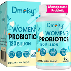 Dmeisy menopause balance bottle shows daily digestive and mood support