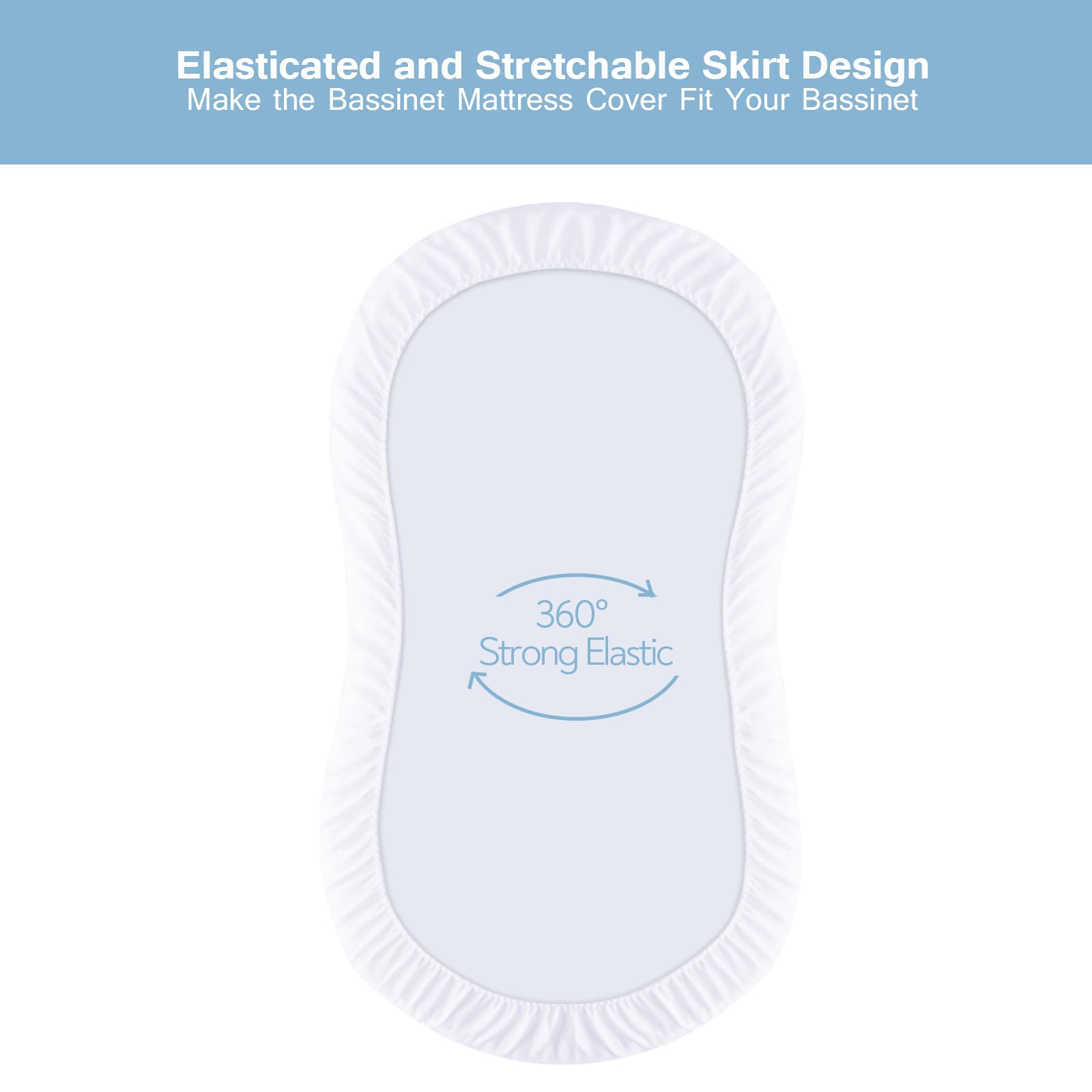 DMS PROTECTOR secure elastic band hugs the bassinet corners to prevent shifting.