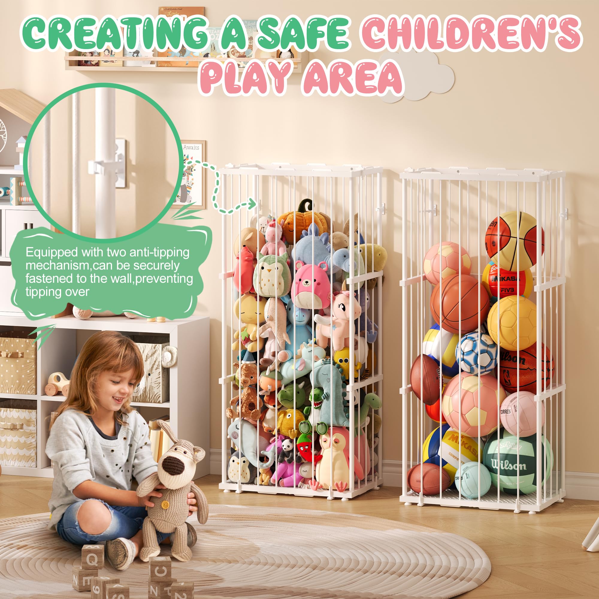 Dmticoasis 3-layer storage design maximizing capacity while keeping play areas neat.