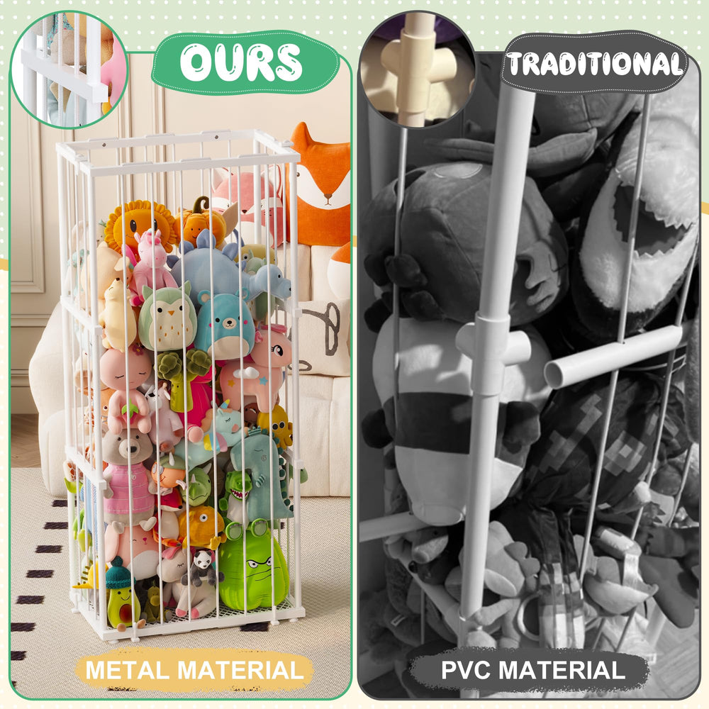 Dmticoasis large zoo stuffed animal holder demonstrates ample capacity for 50+ plush toys.