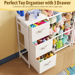 Dmticoasis storage with three fabric drawers for easy toy sorting