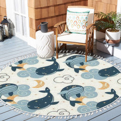 DNEWYNPABV Ocean Beach fringe rug adds texture and coziness to living spaces.