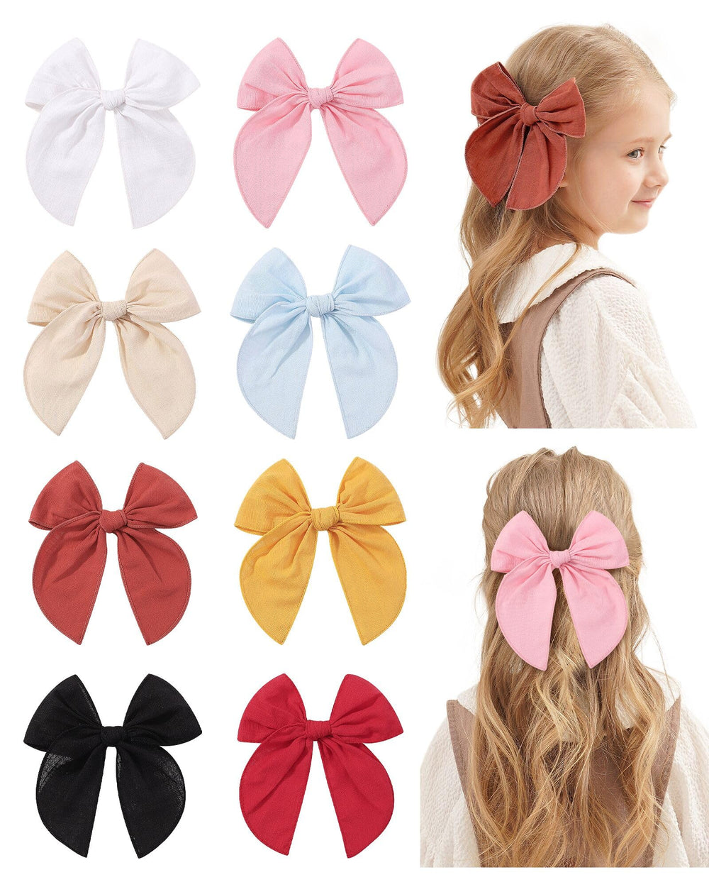 Doboi 8-pcs baby hair bows pack for versatile daily outfits.