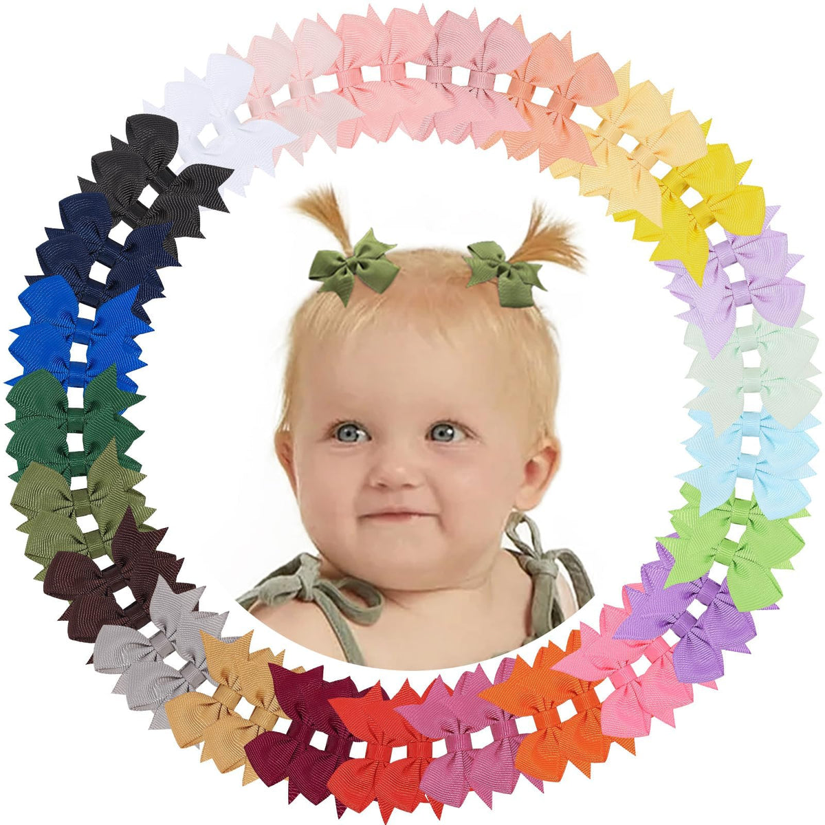 Doboi blue baby hair bows clip for everyday outfits and gentle hold
