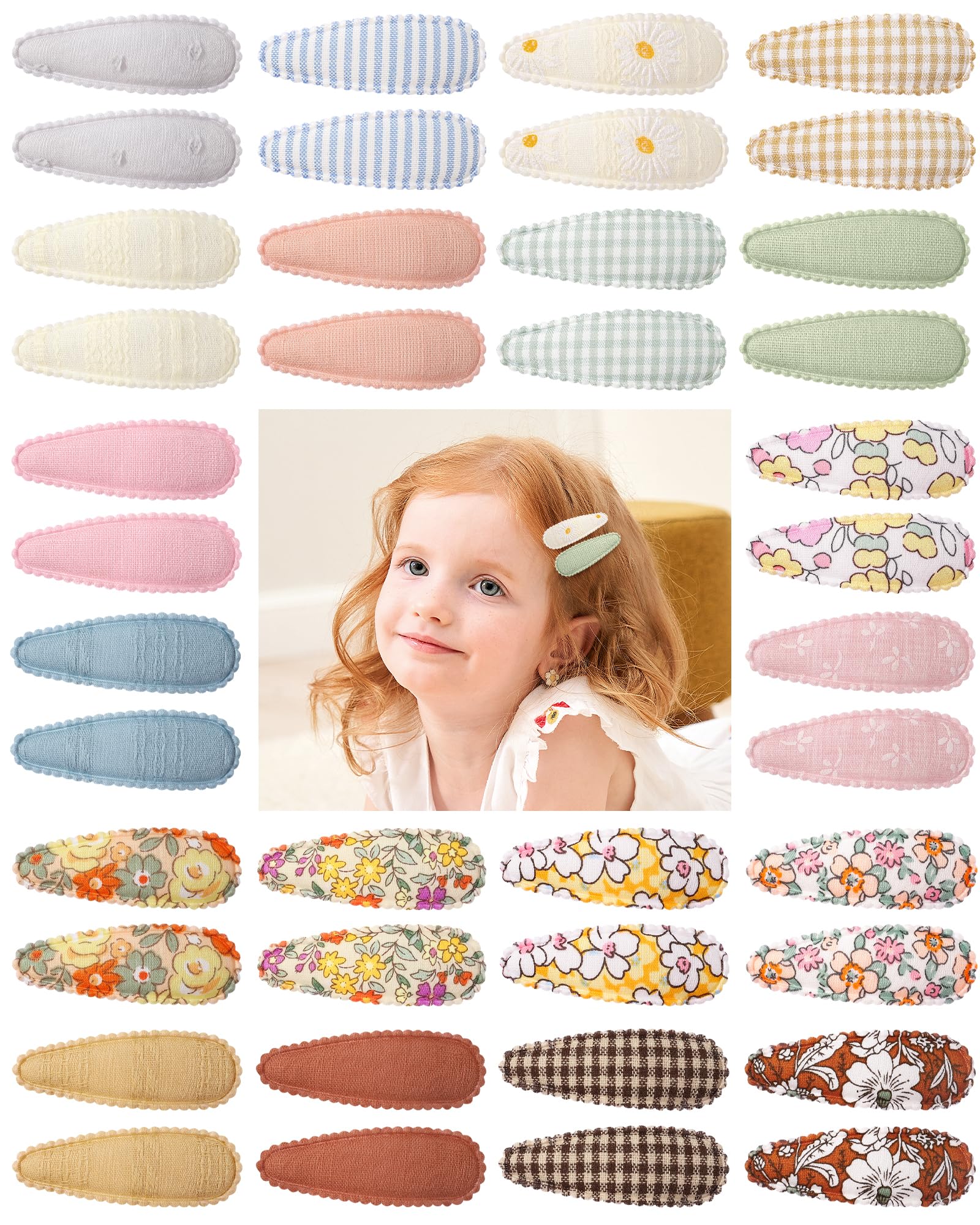 Doboi floral print baby hair clip keeps hair in place during play.