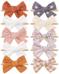doboi ten-style headbands with linen bows on nude band for everyday wear
