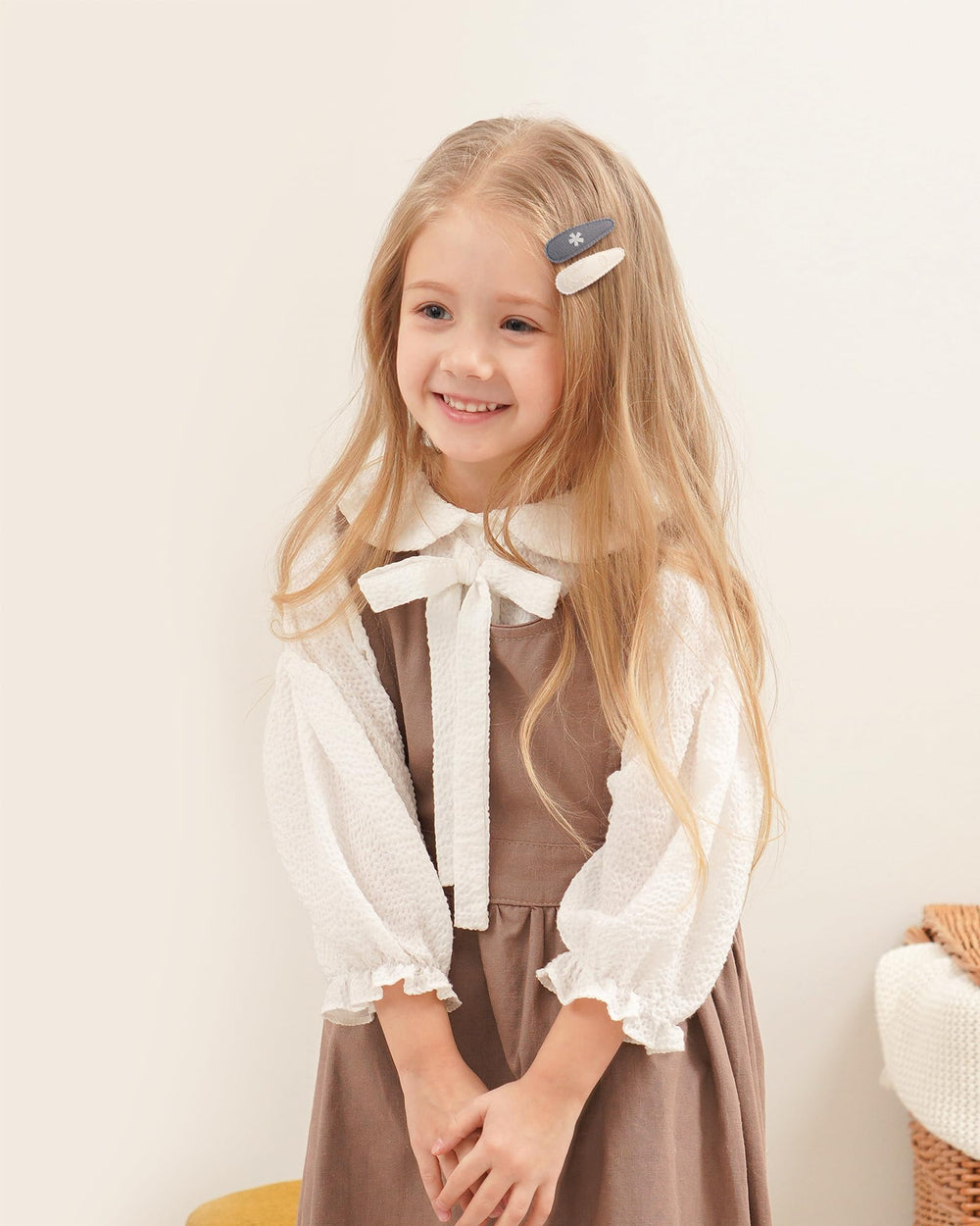 doboi floral print clips styled in braids and ponytails for quick decoration.