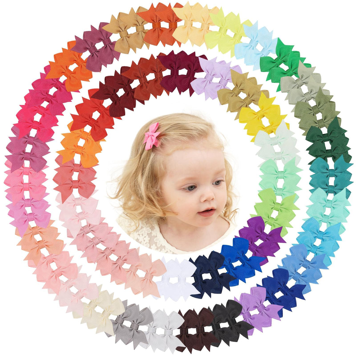 doboi hair clips 100pcs 2-inch colorful bows closeup for versatile styling