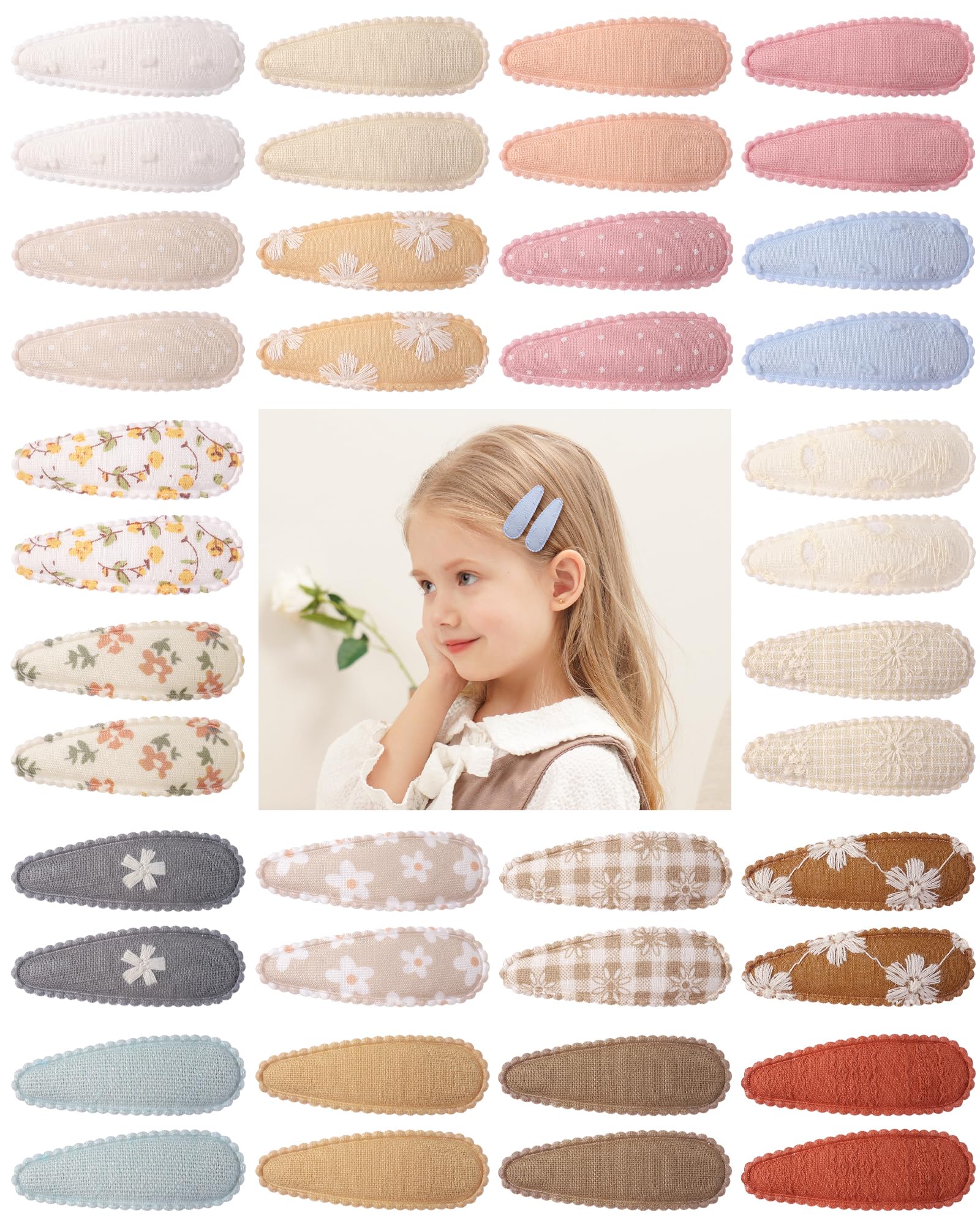 doboi toddler hair clips with floral wrap close-up showing secure grip for daily styling.