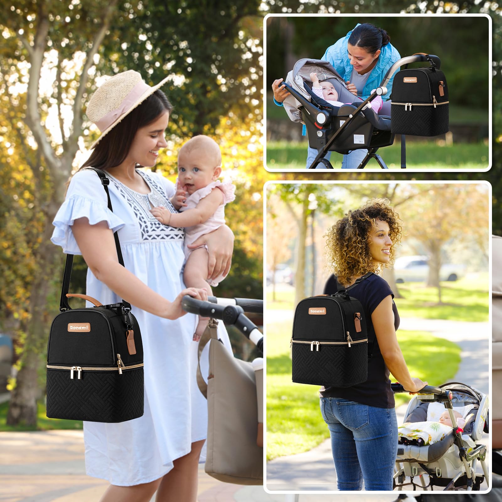 Docami included PEVA mat keeps bottles clean on outings.