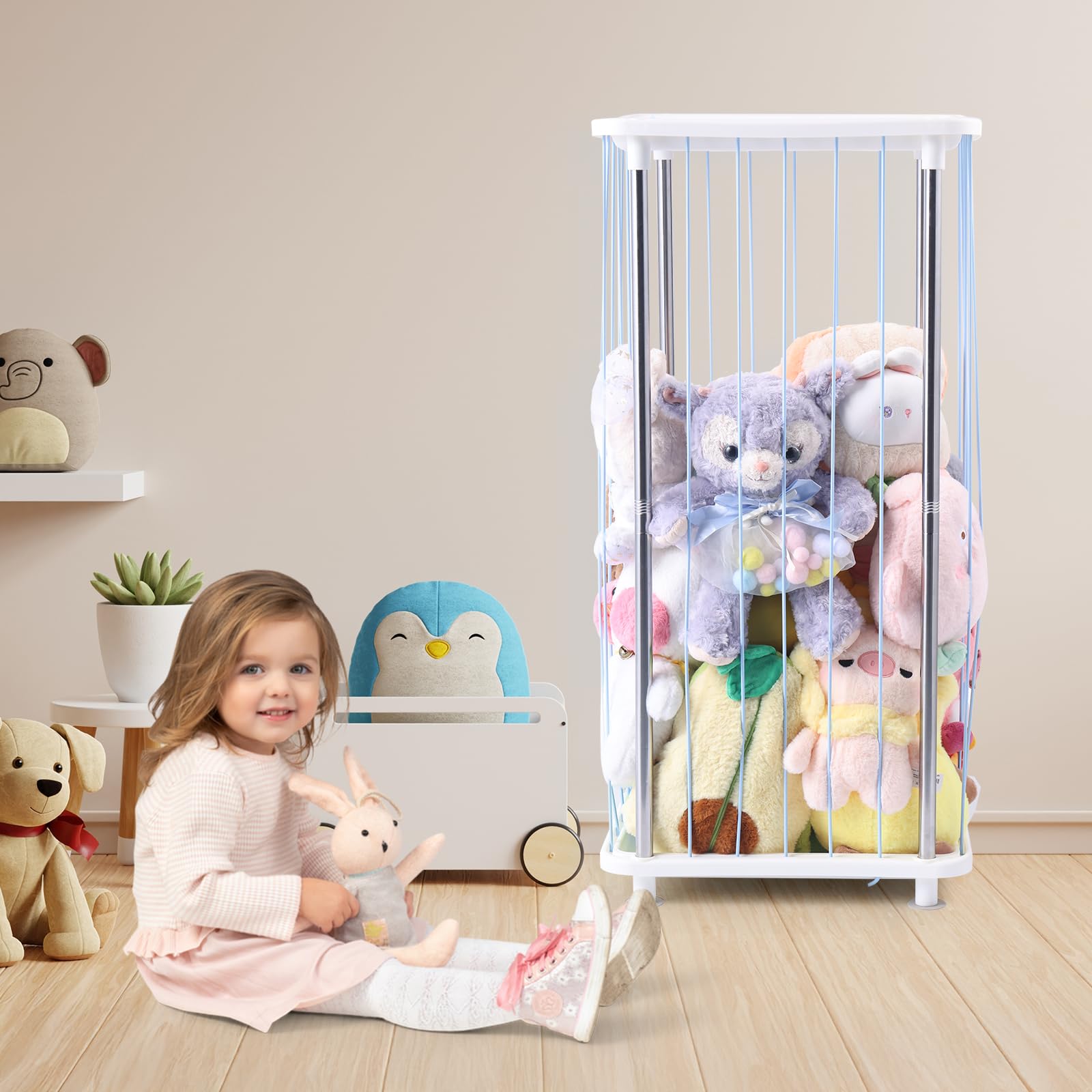 DOCEPERT multi-use storage tower doubles as a display shelf for cushions or toys.