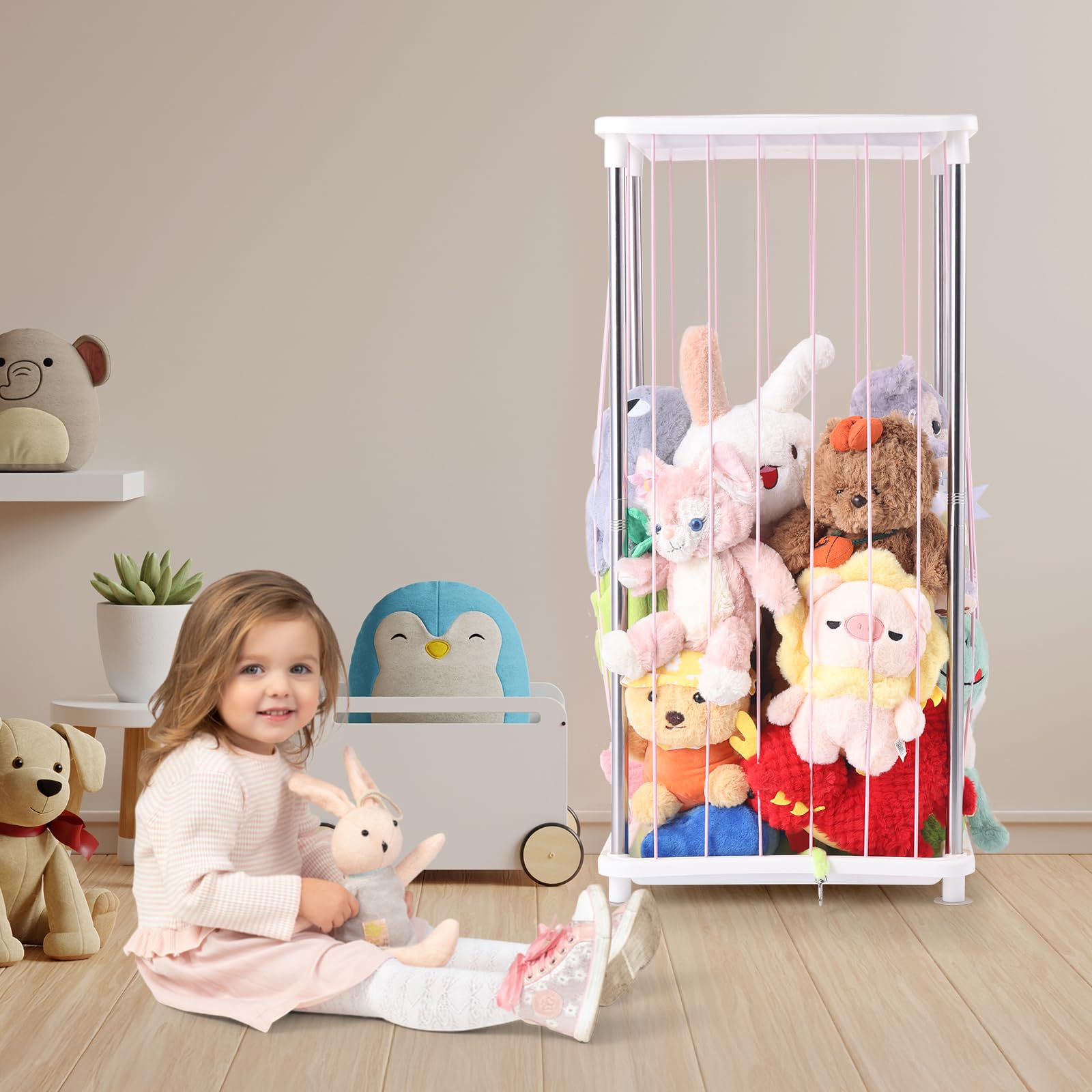 DOCEPERT versatile storage display for toys and cushions in a room.
