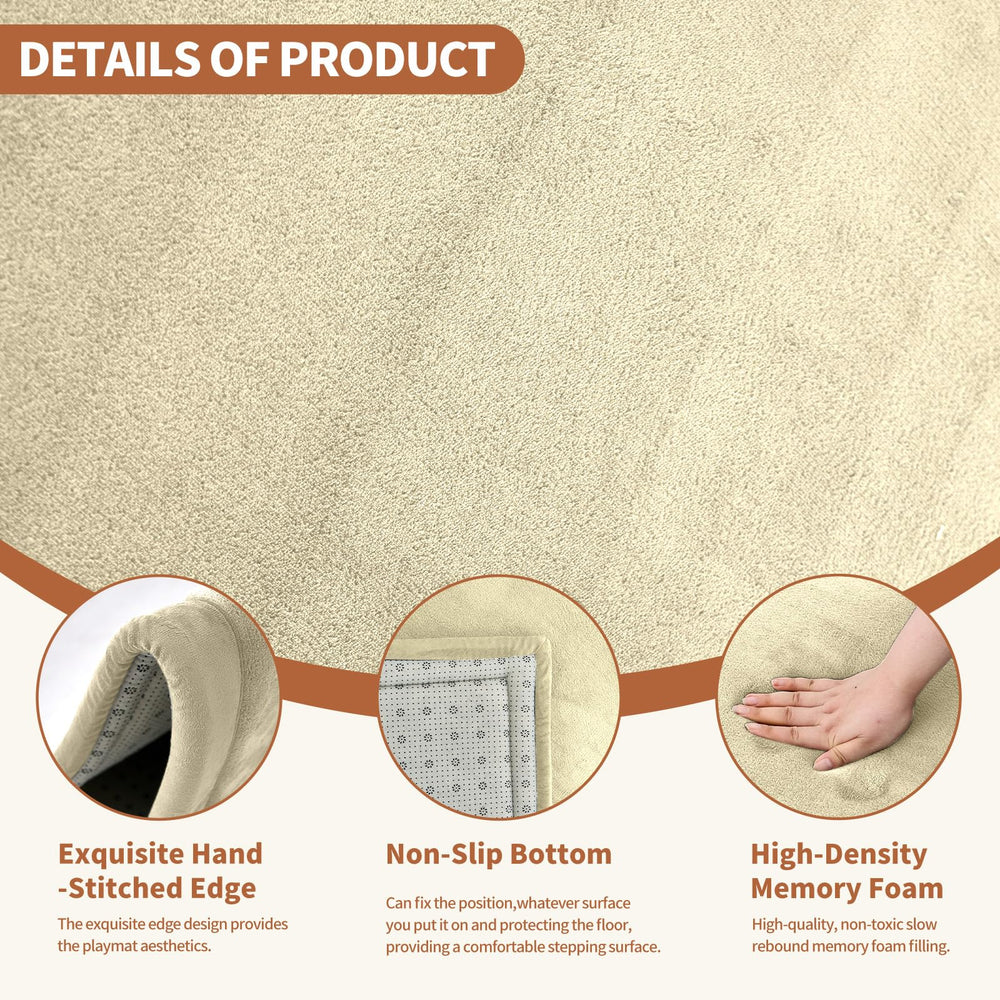 DoCred Baby Play Mat large 70x59 inch area provides ample space for crawling and play.