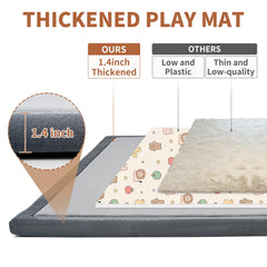 DoCred memory foam play mat in coral velvet fabric for a soft surface.