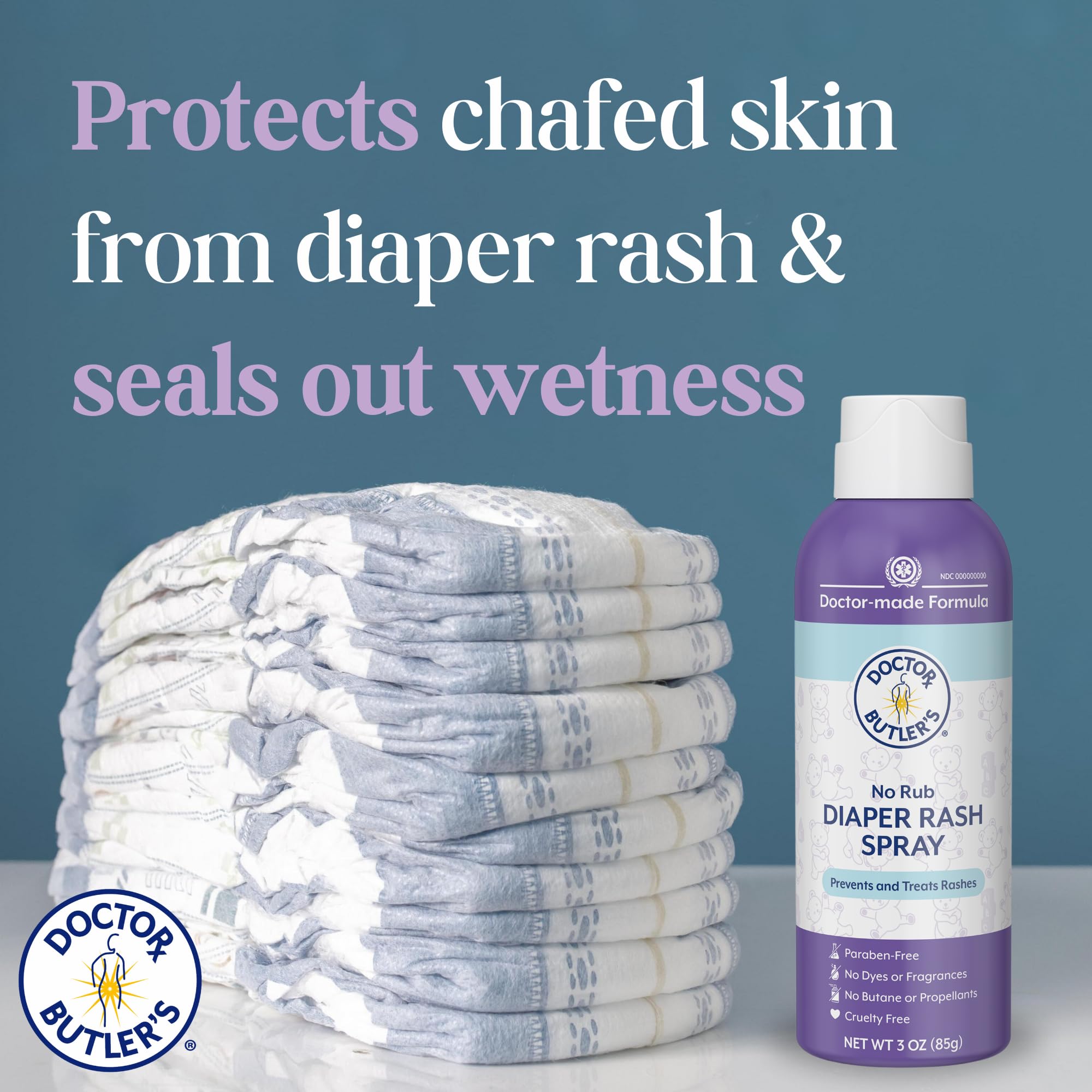 Doctor Butler's Aloe and Chamomile formula soothes sensitive diaper-area skin.