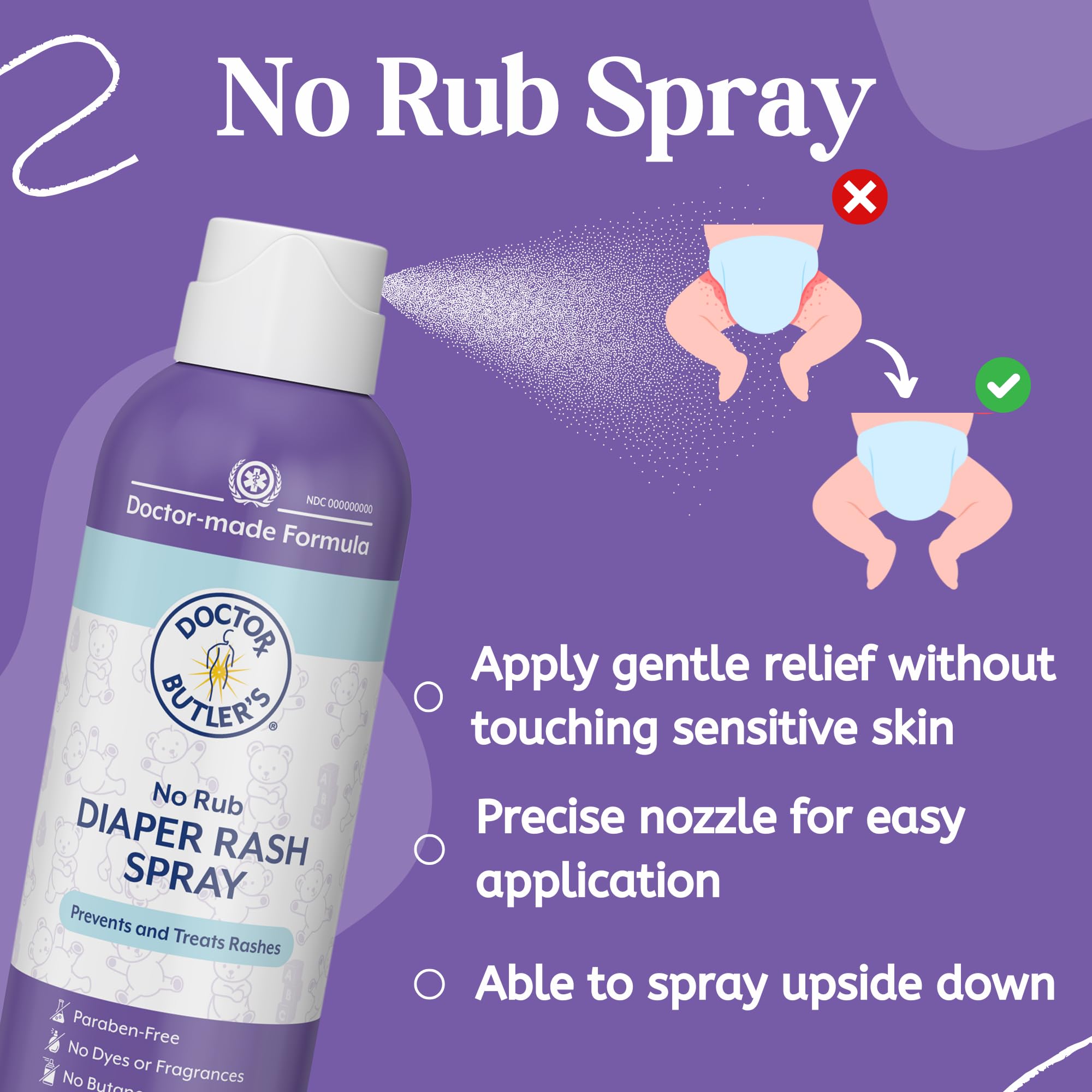 Doctor Butler's No Rub Spray demonstrates even coverage without rubbing.
