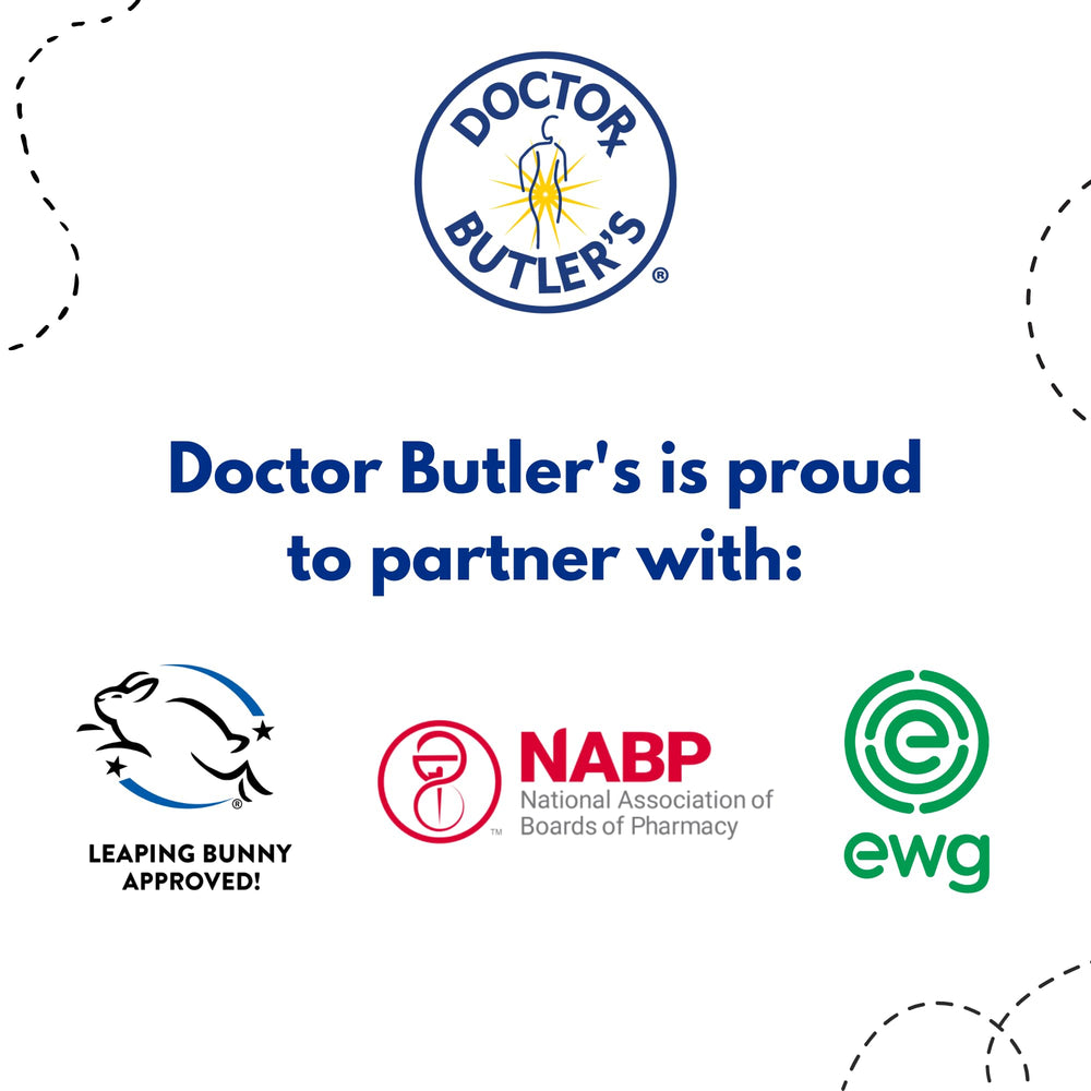 Doctor Butler's USA-made badge visual emphasizing quality and safety.