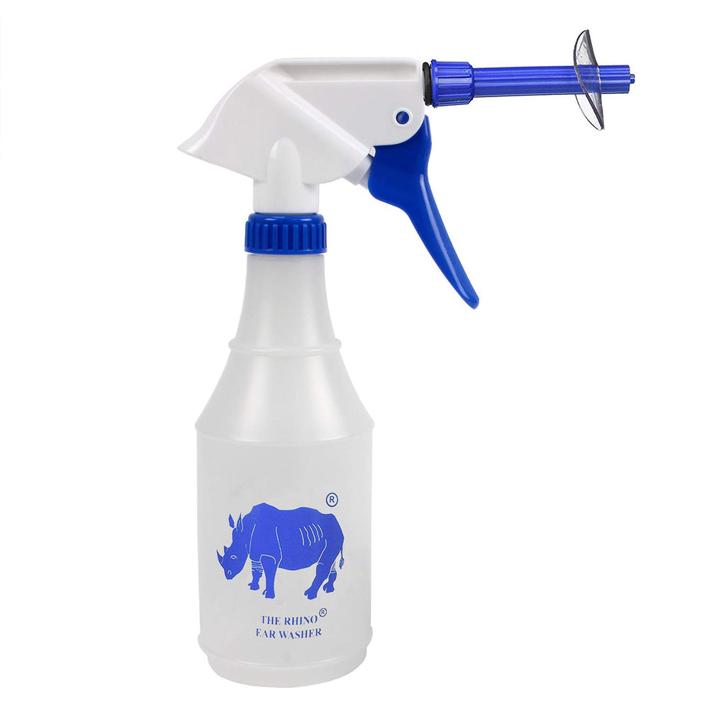 Rhino Ear Washer Bottle System closeup shows ergonomic nozzle for easy handling.