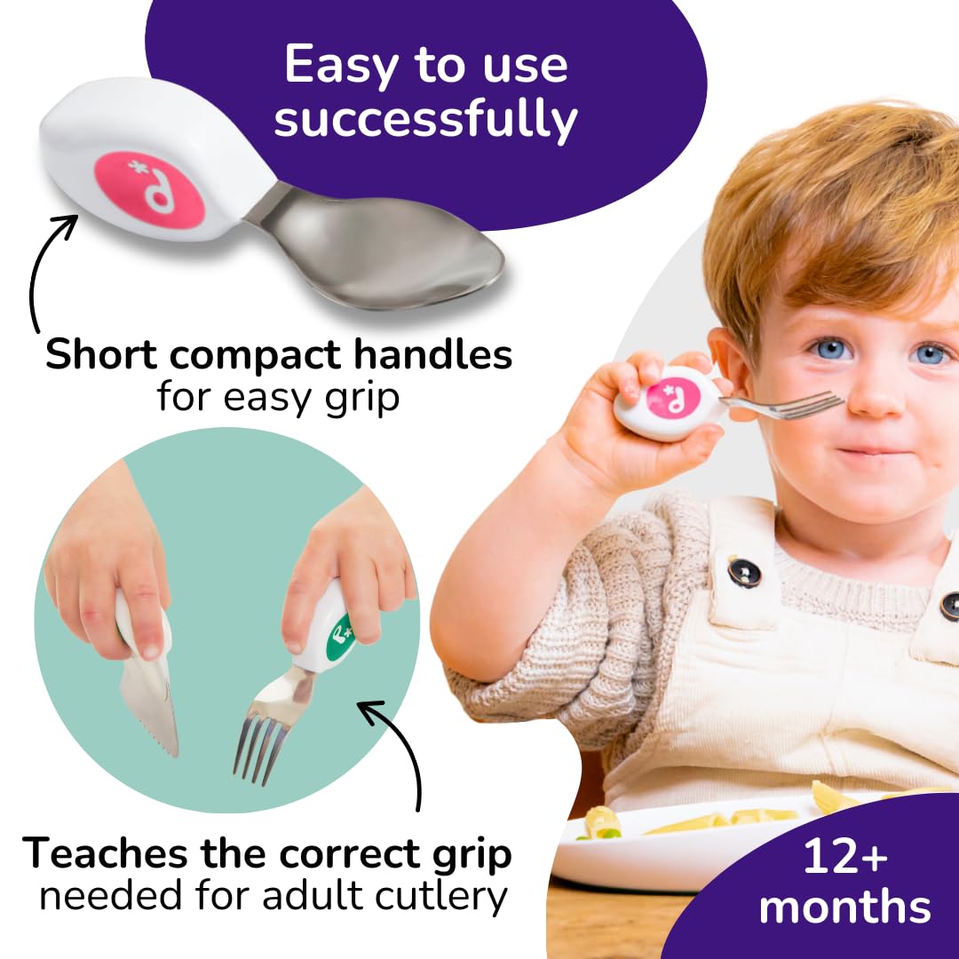 Doddl ergonomic knife promotes safe, confident cutting for toddlers.