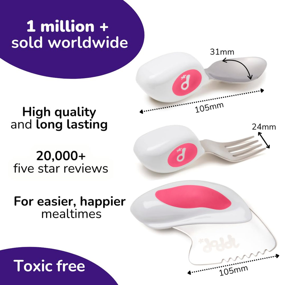 Doddl magenta utensils color adds vibrant appeal to mealtimes.