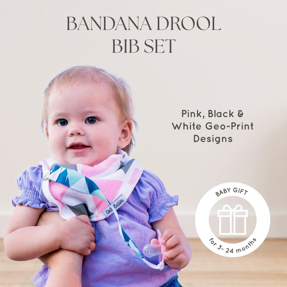 Dodo Babies baby bandana drool bib with black and white pattern keeps outfits clean