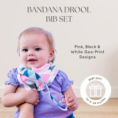 Dodo Babies baby bandana drool bib with black and white pattern keeps outfits clean