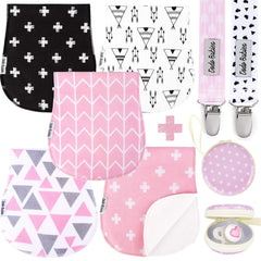 Dodo Babies pink-pattern burp cloth for gentle shoulder protection and spills