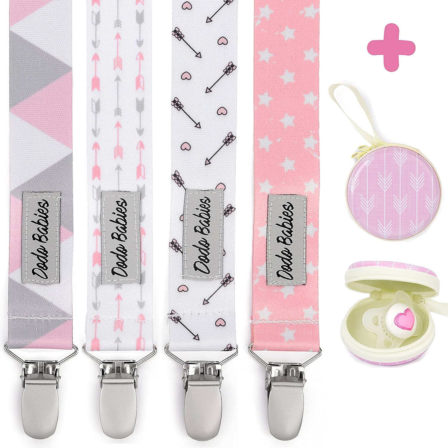 Dodo Babies pacifier clip close-up with secure loop for quick attachment.