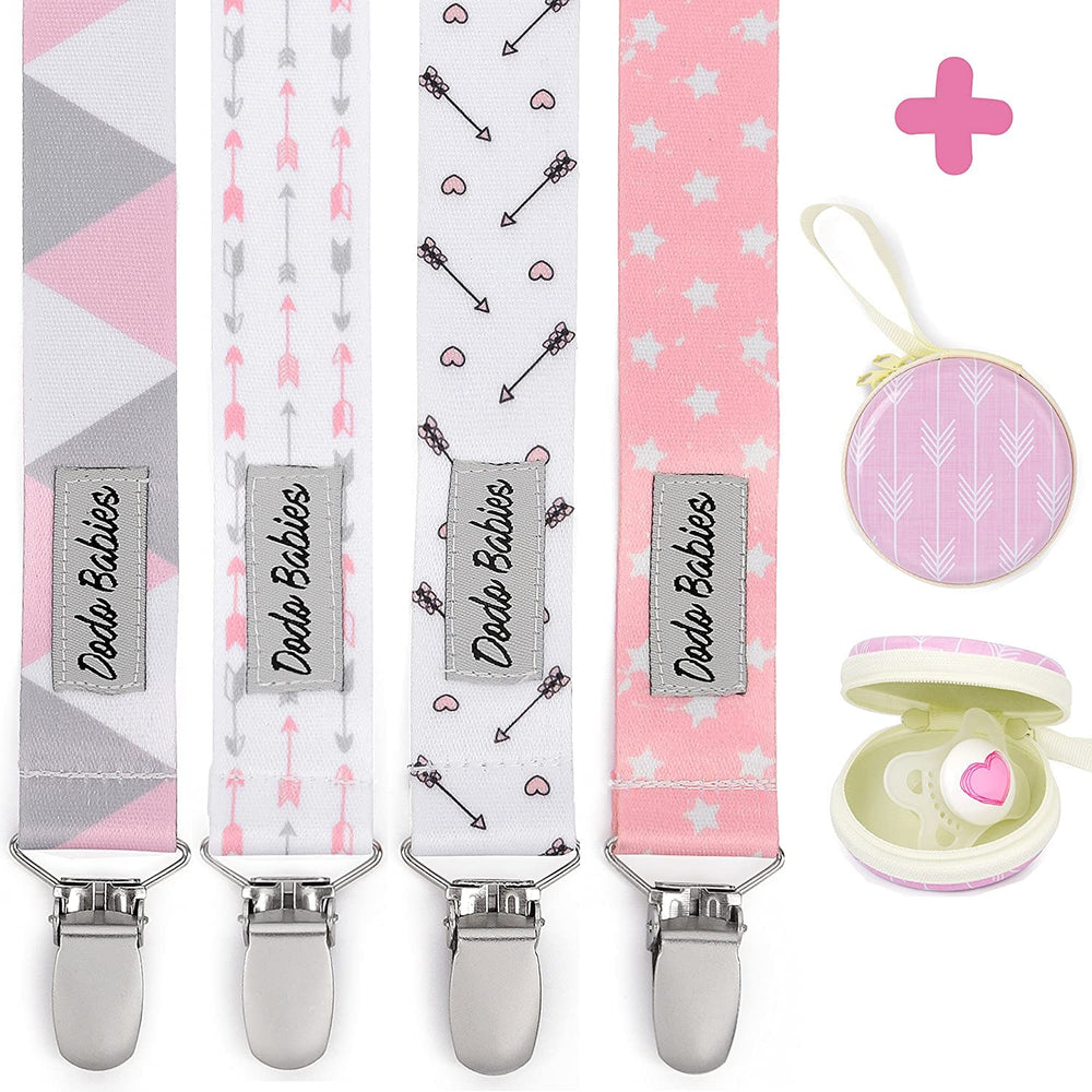 Dodo Babies pacifier clip close-up with secure loop for quick attachment.