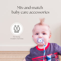 Dodo Babies grey geo print pacifier clip attaches easily to clothing