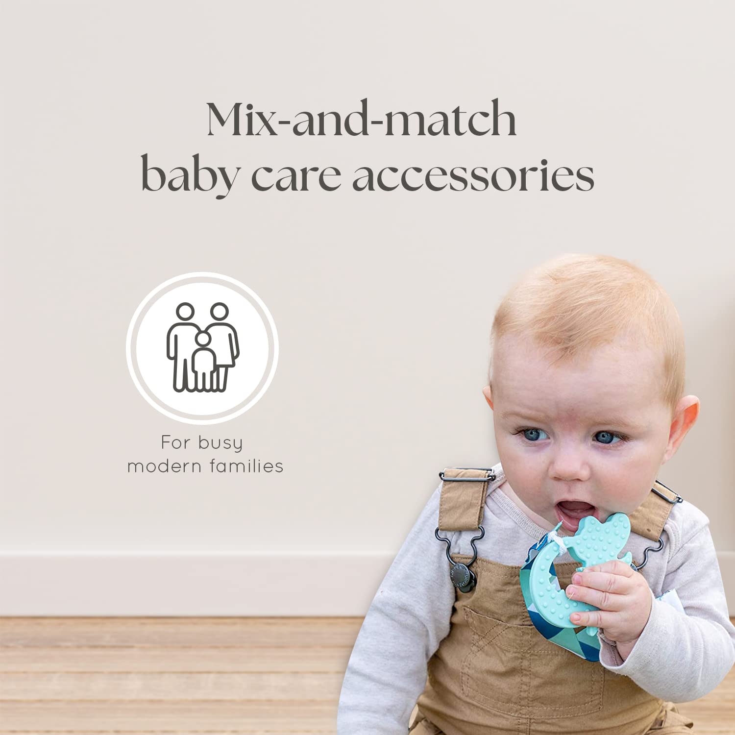 Dodo Babies pacifier clip secures items to clothing for easy access.