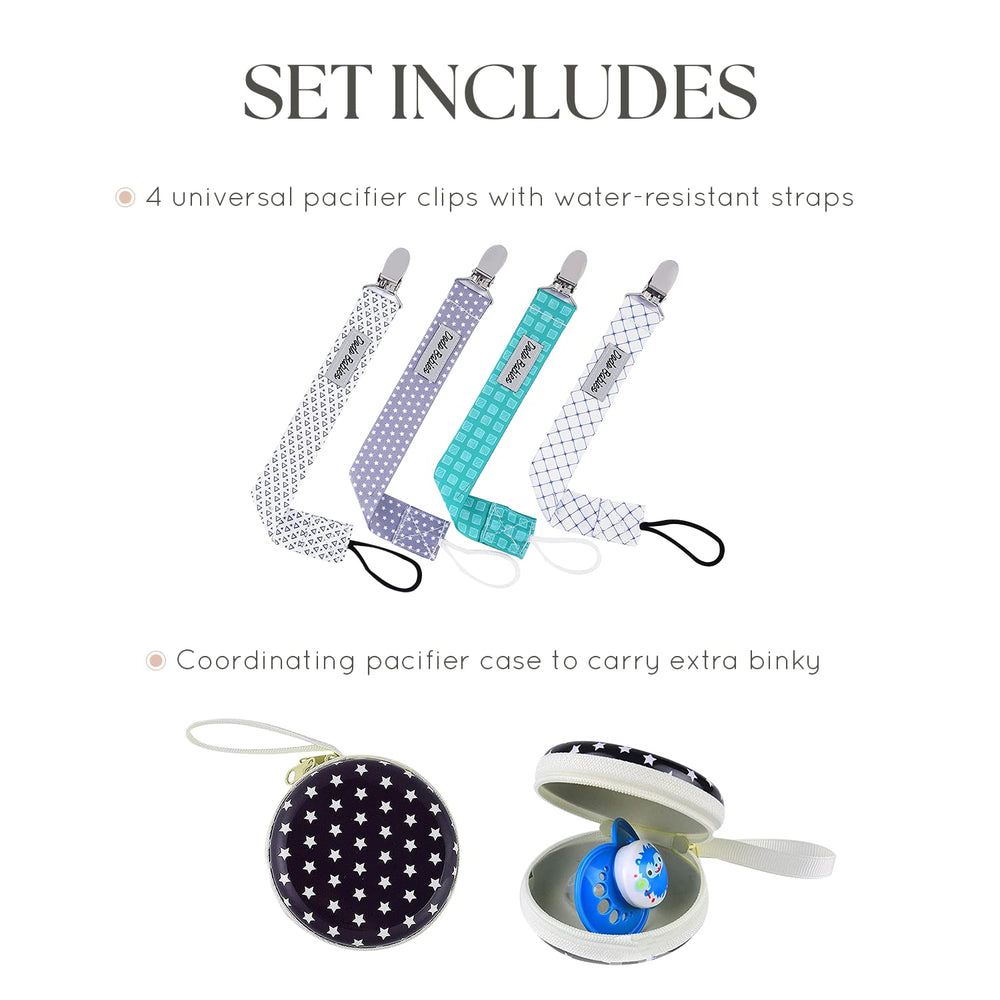 Dodo Babies travel case keeps pacifiers clean and easy to reach.