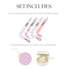 Dodo Babies universal holder loop fits most pacifiers and teethers.