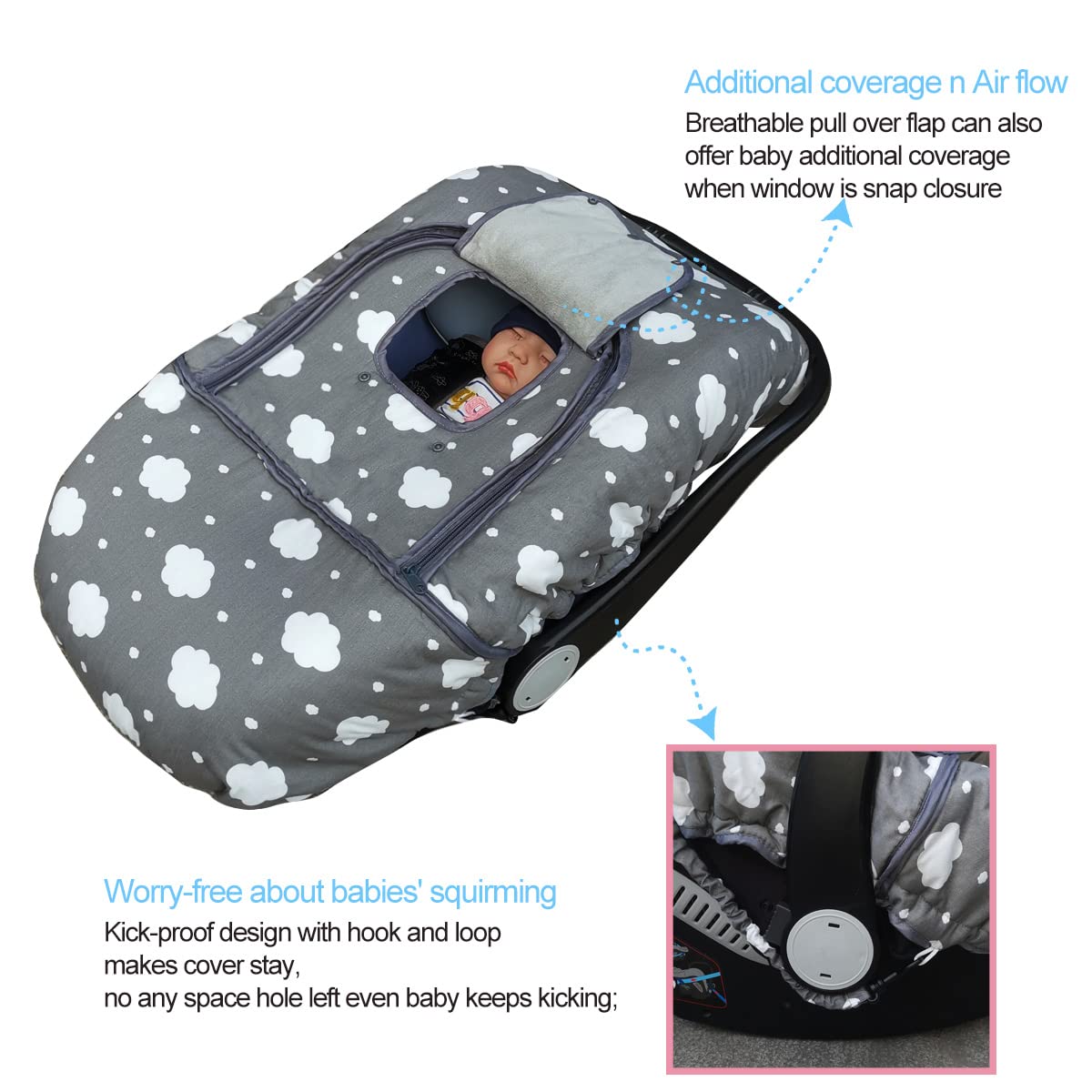 Dodo Nici machine-washable cover stays fresh between outings.