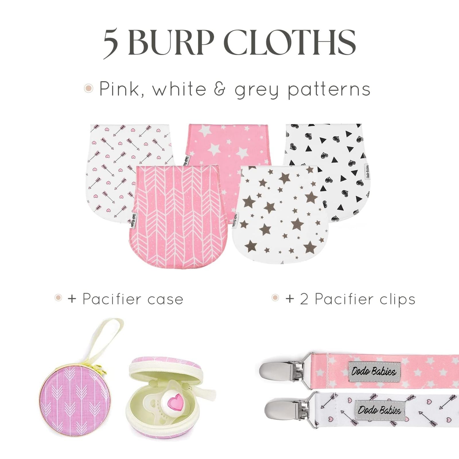 Dodo Babies burp cloths contoured shoulder fit protects outfits during feeds