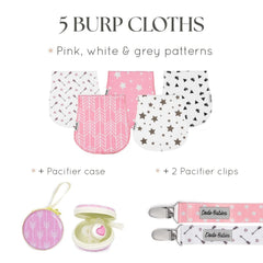 Dodo Babies burp cloths contoured shoulder fit protects outfits during feeds