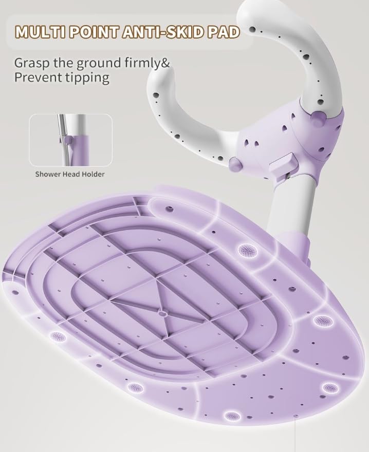 Dodohani purple anti-slip base provides stable footing on wet surfaces.