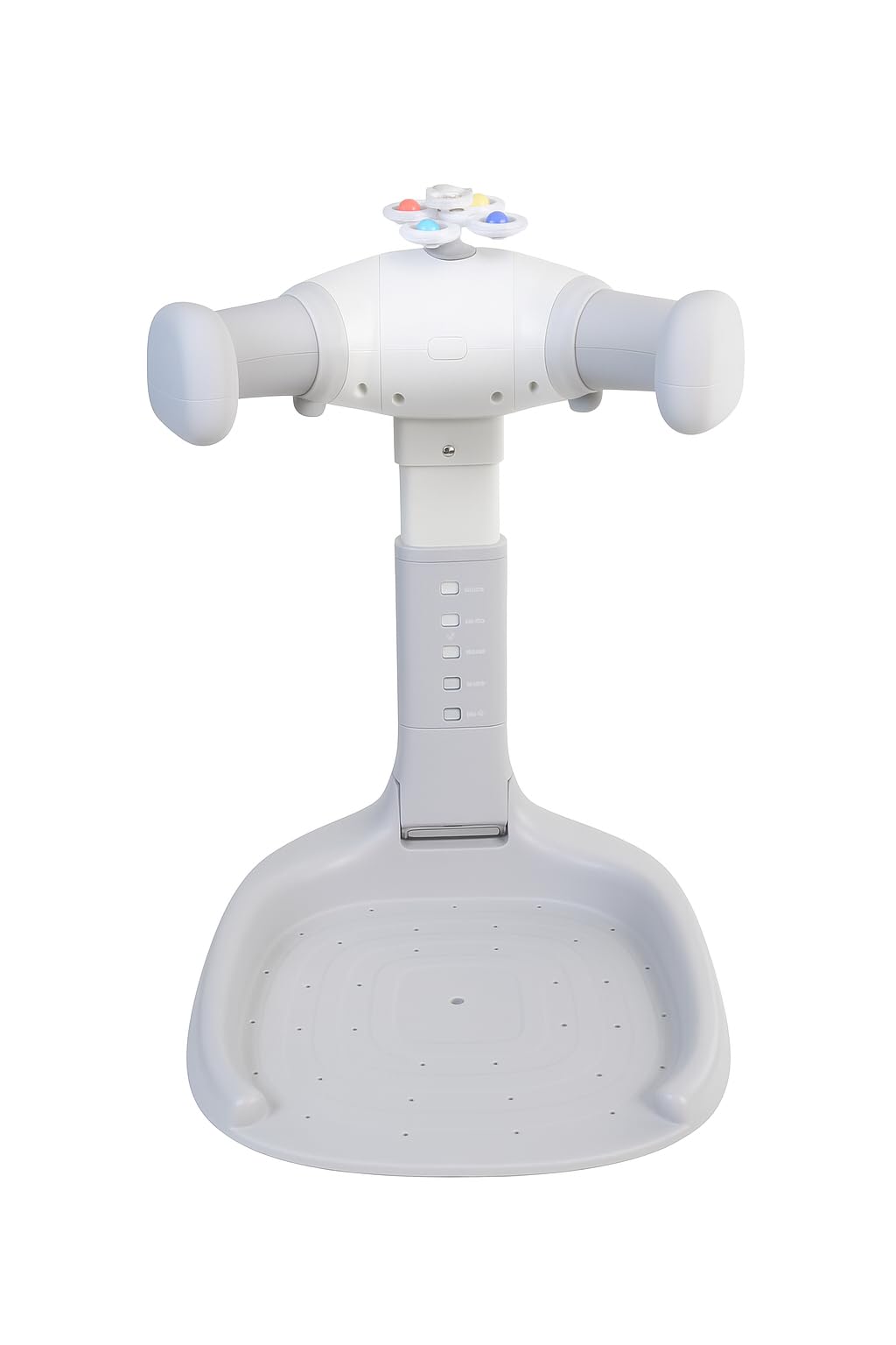 Dodohani purple bath seat aids diaper changes and standing practice.