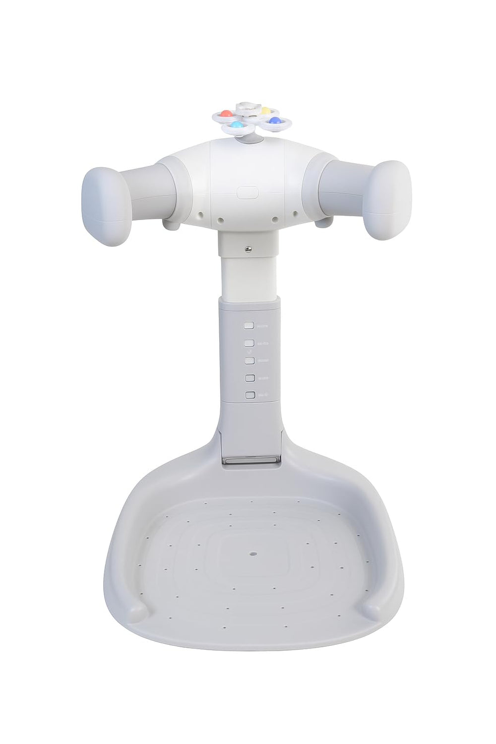 Dodohani purple bath seat aids diaper changes and standing practice.