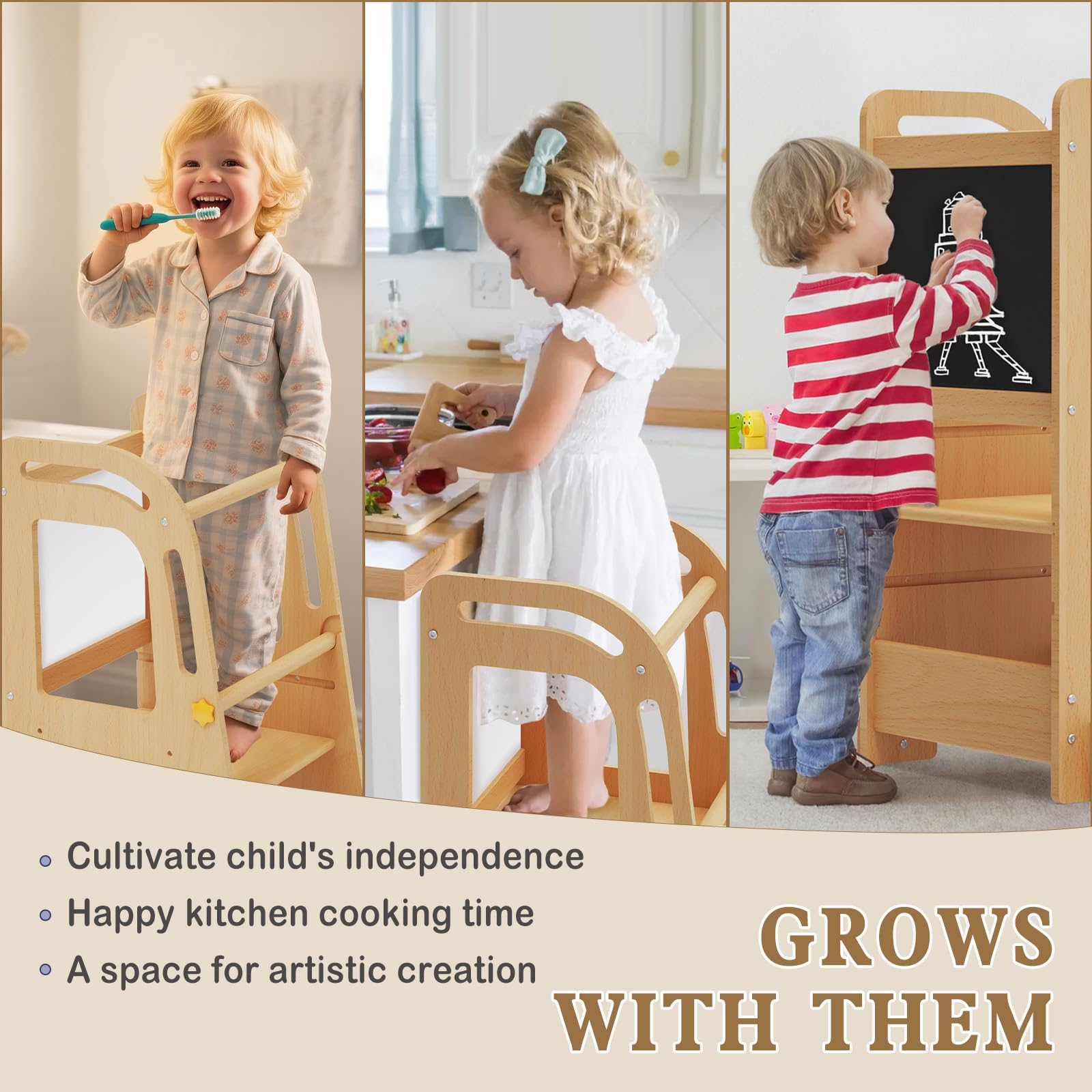 Doerpuz growth-friendly stool supports kids aged 18 months to 6 years
