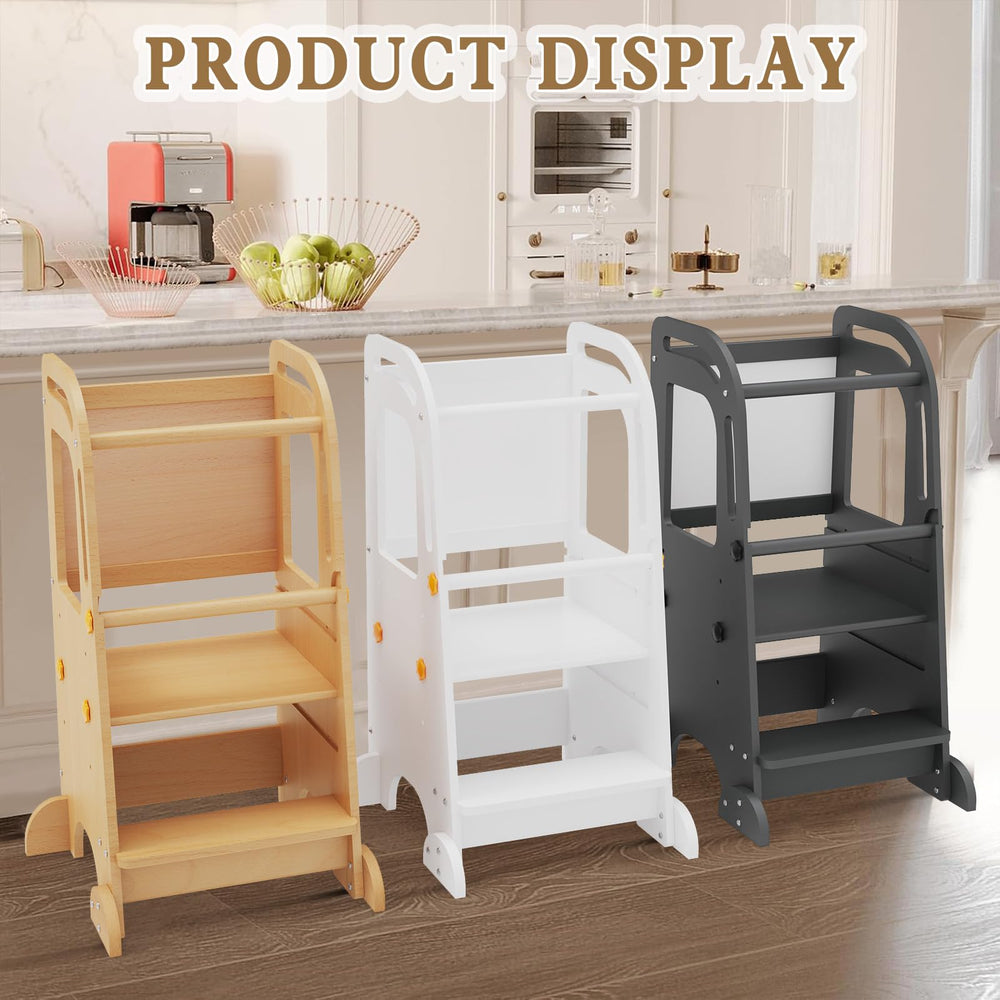 Doerpuz toddler stool provides counter access for busy little chefs