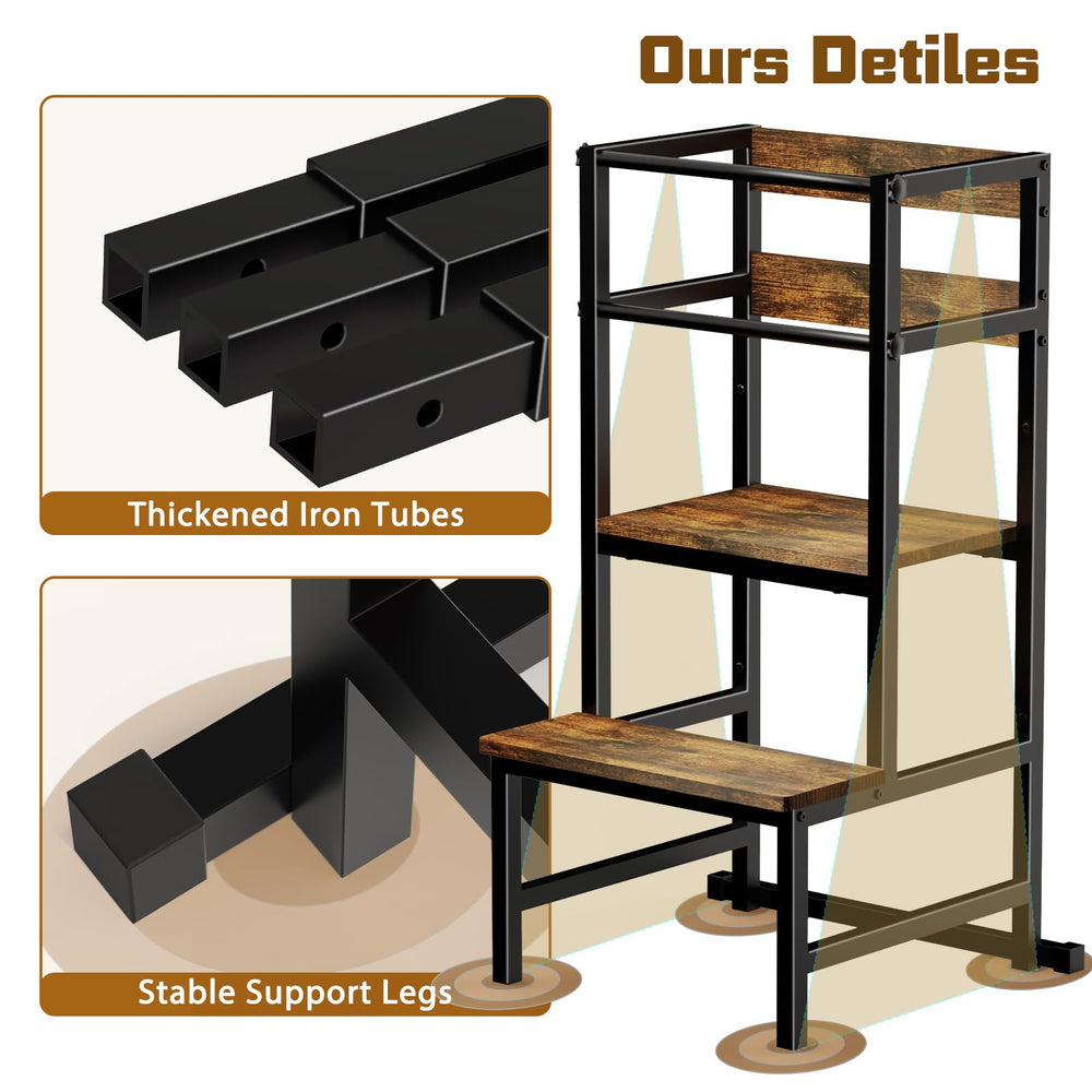 Doerpuz tower anti-tip base provides wobble-free stability at counter height.