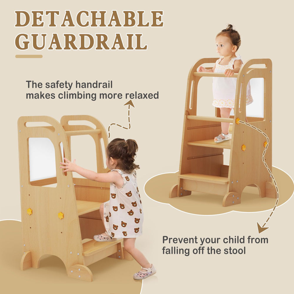 Doerpuz wooden step stool anti-slip design helps secure feet on all floors