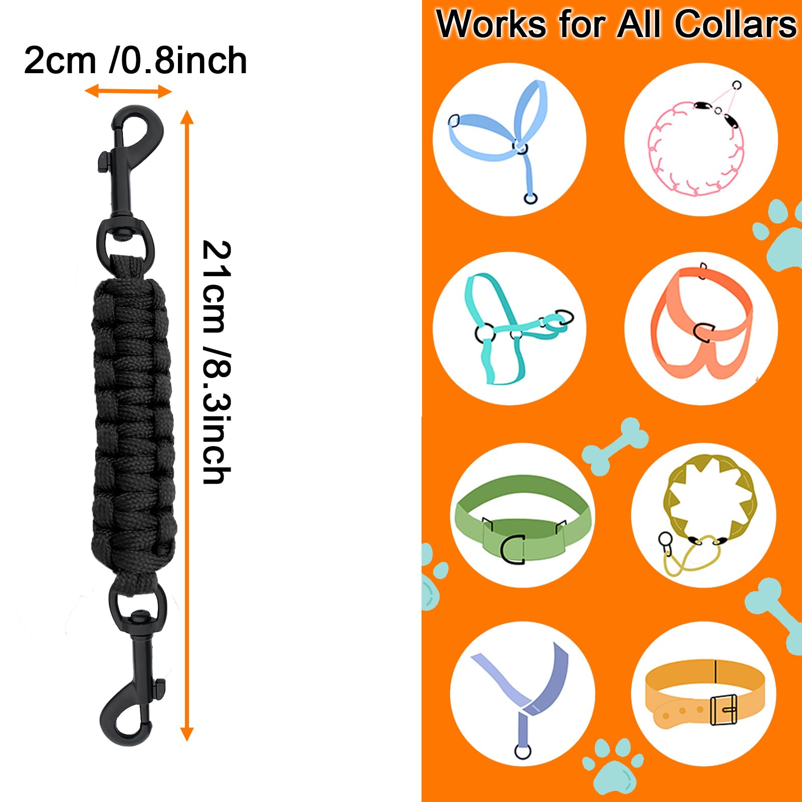 Dog Collar Safety Clip durable design for training, walking, and running.