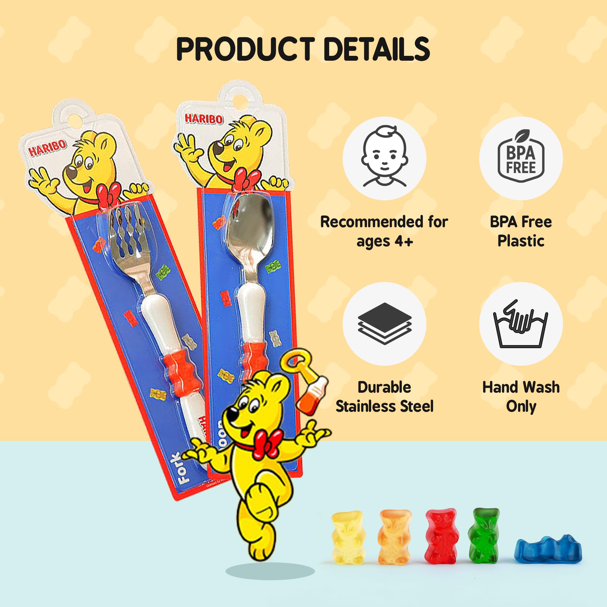 HARIBO Goldbear fork length of 6.69 inches fits little mouths.