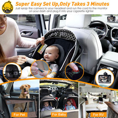 DoHonest baby car camera 2-pack 360-view for flexible seat angles